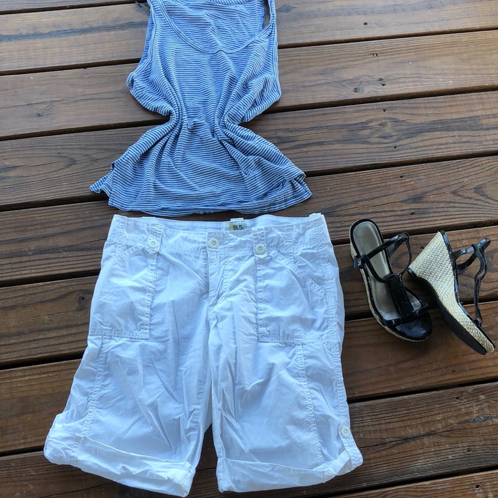 Old Navy White Cotton Bermuda-4